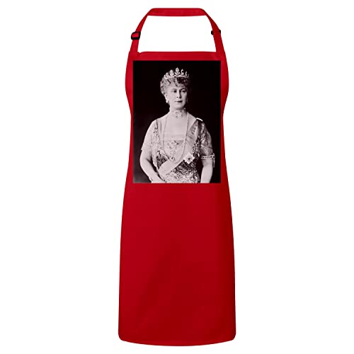 Tablier de cuisine rouge Reine Elizabeth vintage Angleterre portrait original