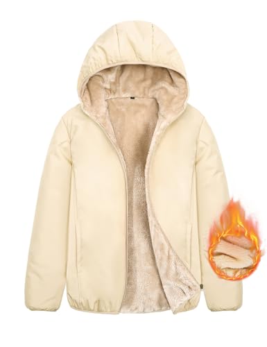 Yuson Girl Sudadera con Capucha para Mujer Invierno Chaqueta Cálido Abrigo con Forro Polar Cremallera Manga Larga Hoodie Sweatshirt Otoño Ropa Deporte Cárdigan con Bolsillo(Caqui, M)