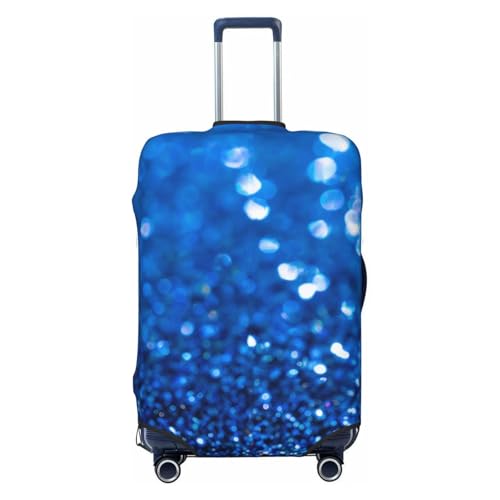 A Blue Glitter Print Luggage Cover For Suitcase,Washable Elastic Travel Suitcase Protector With Zipper Closure And Bottom Buckle – Fits 18-32