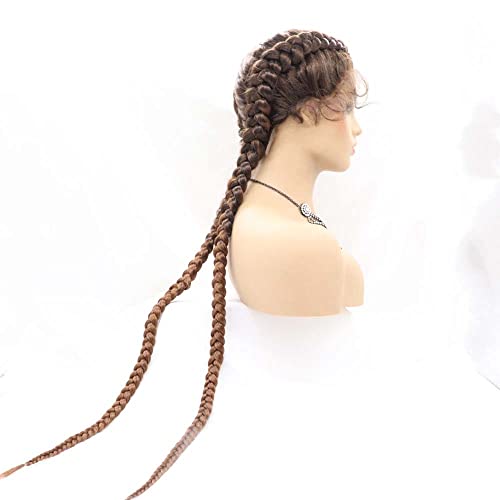 Xiweiya Wigs 36" Super Long Brown Synthetic Braid Lace Front Wigs Double Box Braiding Hair With Baby Hair HandMade Braid Wigs… - Image 3