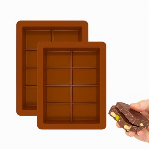 Lot de 2 Moules Tablette Chocolat Dubai – Moule Chocolat en Silicone Sans BPA, Antiadhésif et Réutilisable – Moule Tablette Chocolat pour Bonbons, Pralines et Desserts Maison