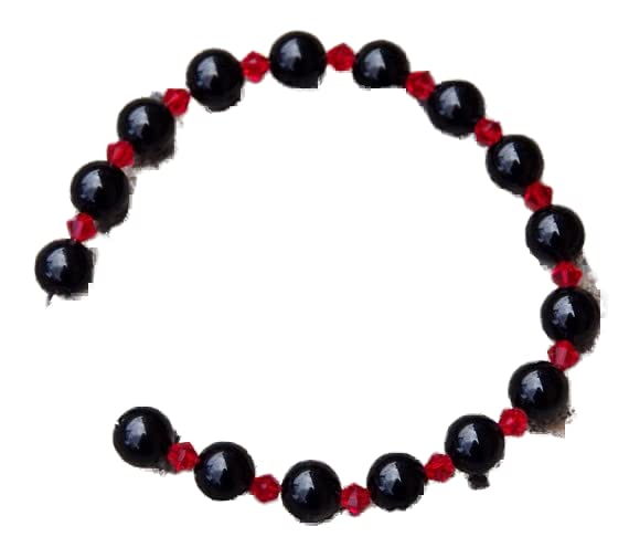 Bracelet onyx noir et cristal rouge, le cadeau idéal en argent 925