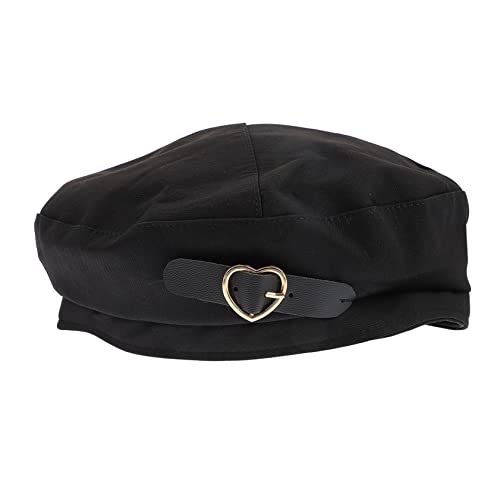 TOVINANNA Button Beret Hat Vintage Painter Style Warm Autumn Beanie Hat for Women Black