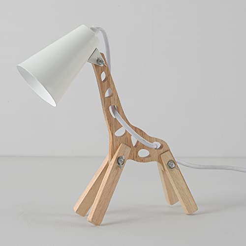 Image of GLOBE Electric 52210 Gigi Giraffe 11 inch Wooden Novelty Lamp, White Shade, in-Line On /Off Rocker Switch