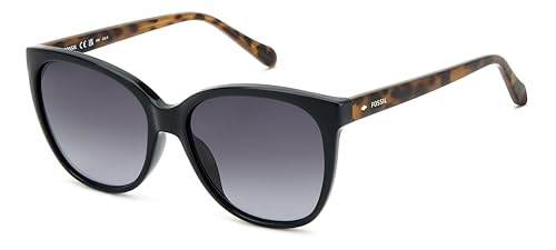 Fossil Women's FOS 3147/G/S Square Sunglasses, Black, 56MM