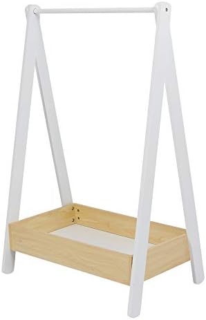 Liberty House Toys White and Pine Wooden Kids Dressing Rail Unit, MDF, 98.5cm H x 64.5cm W x 42cm D