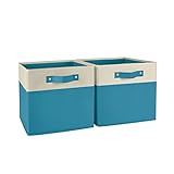 RiverRidge Kids 2pc 10.5in Two-Tone Folding Storage Bin Set - Turquoise