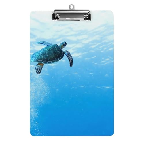 海亀 青い海美しい海水 会議パッド アクリル板 ワードパッド ライティングパッド プレートクランプ フォルダーボード 壁掛け 便利 文房具 クリップホルダ ルーズリーフバインダー フォルダ 書類ホルダー 用箋挟み A4 オフィス用品