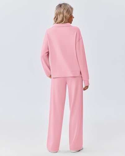 Image of PINSPARK 2 Piece Sets for Women 1 /2 Zip Sweatsuit Loose Fit Sweatshirt Straight Leg Pants 2026 Matching Outfit Fall Tracksuit