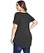 MONNURO Plus Size Tops for Women Casual V Neck Summer Short Sleeve T Shirts with Pocket(Black,6X)