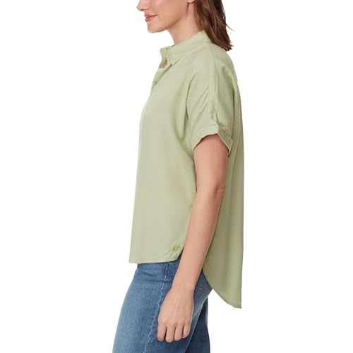 Image of Gloria Vanderbilt Women's Daisy Short Sleeve High-Low Button Down Shirt Standard