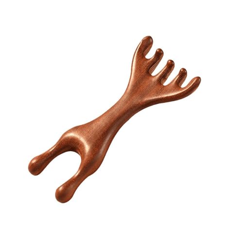 DFsucces マッサージコーム 檀木櫛 半月とき櫛 頭皮マッサージ 高级天然木 頭皮ツボ押し 経絡マッサージ 多機能 頭皮 顔 首 デコルテ用 (双頭檀木/1本)のサムネイル