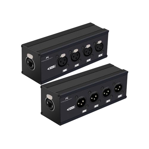 UieoKakeh Extensor de Cable de Audio/ RJ45 CAT5 A XLR de 3 Pines y 4 Canales por Red para Escenarios en, Iluminación y Estudios de Grabación de Audio.