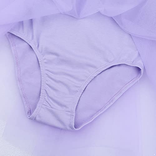 TiaoBug Kids Girls Sequins Ballet Tutu Dress Shiny Sparkle Ballerina Dance Costumes Gymnastics Leotard Dress Purple 4-5 - Thumbnail 6