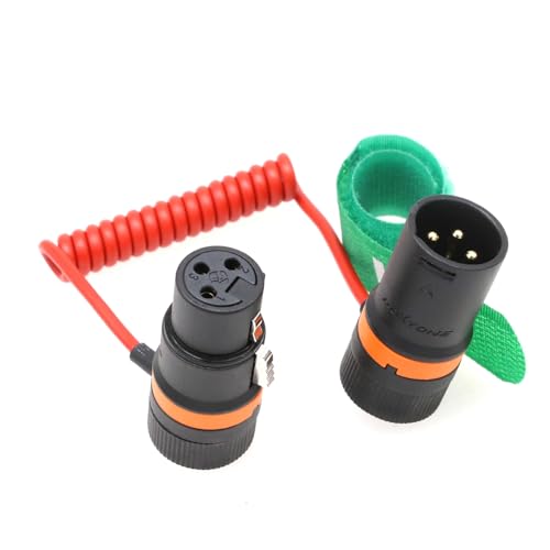 HangTon XLR Cable de audio de 3 pines para micrófono Sony FX3 FX9 Canon, grabadora de cámara de sonido, dispositivos Zoom Zaxcom, ángulo recto, bajo perfil, cable trenzado rojo en espiral - imagen 2