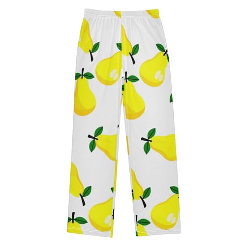J JOYSAY Pear Leaves White Pajamas Pants Soft Long Pajama Bottoms Lounge Sleep Pants Size S-XL