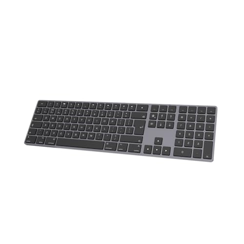 B.FRIENDIT Bluetooth Aluminium Wireless Keyboard for Mac Low-profile and Quiet keys for Multi-Device Compatible with Apple iMac Macbook Mac and iPad Rechargable Battery Gray