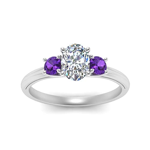 Image of Choose Your Gemstone Classic Three Stone Ring 925 Sterling Silver Oval Shape 3 Stone Engagement Rings Everyday Jewelry Wedding Jewelry Handmade Gifts for Wife US Size 4 to 12