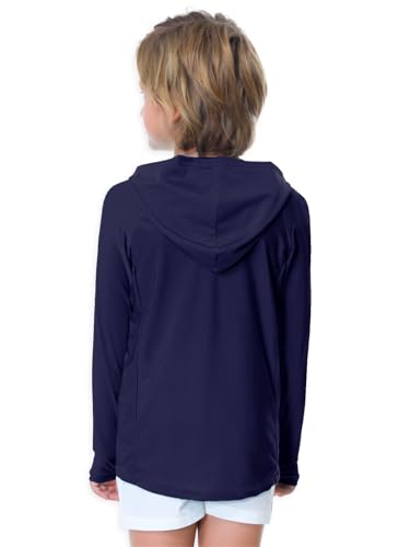 Image of AOBUTE Unisex Kids Long Sleeve Hoodie Rash Guard Boys UPF 50+ Swim Top with Thumb Hole 3-12 Years