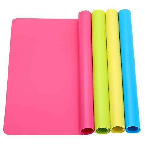 Kacpauqel 4 Pack 15.7"X11.8"Large Silicone Sheet For Crafts,Resin Arts,Casting Molds Mat,Desktop Protector,Counter Mat(Blue & Rose Red & Yellow & Green) #TOP7