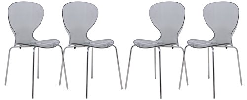 Leisuremod Carson Mid-Century Dining Side Chairs, Set Of 4 (Transparent Black) #TOP5