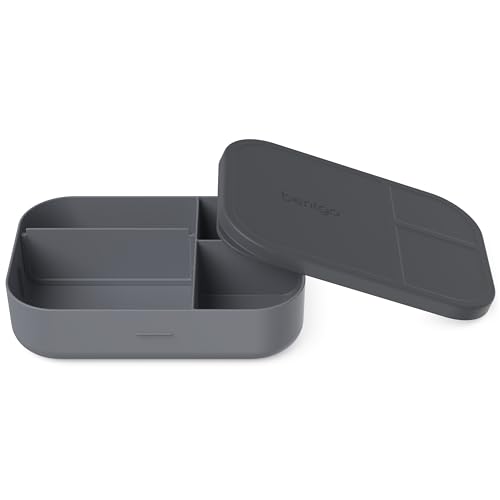 Bentgo® Modern Tray with Matte Lid - Reusable, BPA-Free, Meal Prep Containers for Adults with Removable Divider - 3 or 4 Compartments for Healthy Portioned Meals At Home & On the Go (Dark Gray)