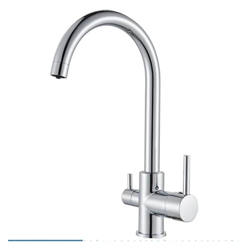 DRFGNF Grifo, Grifo de Cocina, purificador de Agua de Doble manija, Grifo de Fregadero con rotación de 360 Grados, Grifo con Filtro de Agua, Filtro de Fregadero de 3 vías, Mezclador de Cocina