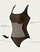 SUUKSESS One Piece Swimsuit for Women Slimming Tummy Control Square Neck Color Block Lace Up Back Bathing Suit for Women 2025(Brown，Medium)