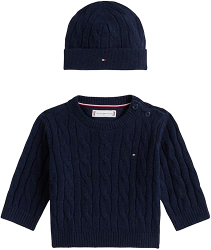 Cable Crew with Beanie Tommy Hilfiger Newborn bleu marine 3 mois