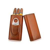 Zigarrenetui für 3 Zigarren, Leder Zigarren Etuis, Humidor Zigarren mit Zigarrenschneider, Reise-Zigarrenetui Tragbarer mit Zedernholz Ausgekleidet, Zigarren-Etui für Reise Kurztrips