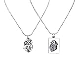 Happyyami Anatomical Heart Couples Pendant Necklace Man or Women Neck Accessories Gift for Valentine Day Lover 2pcs