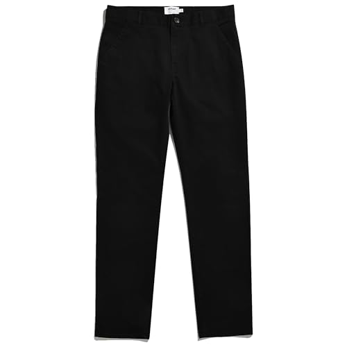 Farah - Men's Chinos, Elm Regular Fit Organic Cotton Twill Chinos with Stretch, Slim Straight Leg, Casual Trousers Black