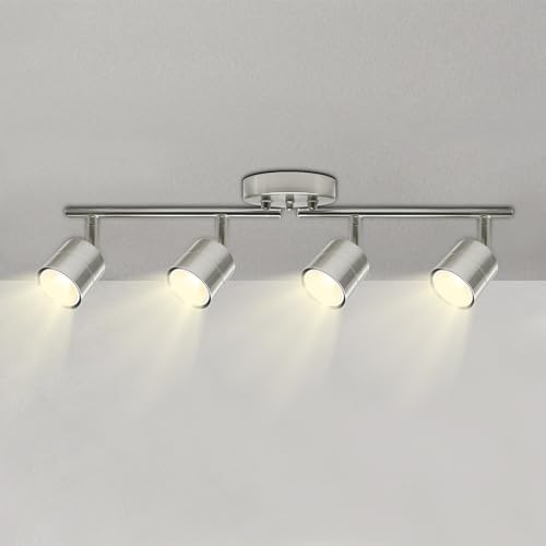 MingBright 4-Light 26.25'' Track Lighting Kit - 270&deg; Swivel & 90&deg; Tilt Adjustable, Brushed Nickel...