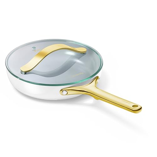 Image of Caraway Nonstick Ceramic Frying Pan With Glass Lid (2.7 qt, 10.5 inch) - Non Toxic, PTFE & PFOA Free - Oven Safe & Compatible with All Stovetops (Gas, Electric & Induction) - White