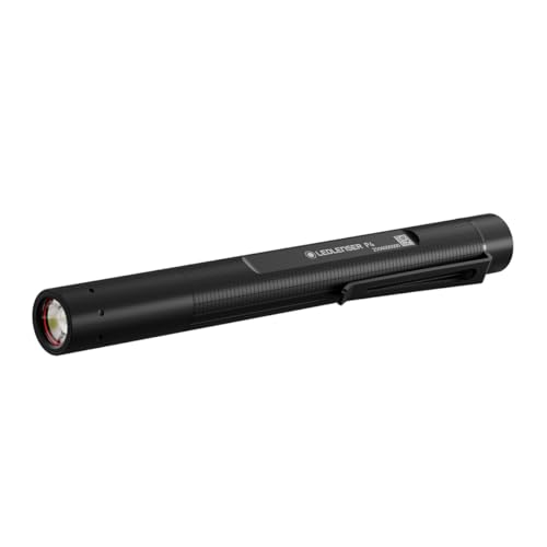 Ledlenser P4 LED Pen Torch, 180lm, 90m Adjustable Focus, Water Resistant, 23 Hour Run Time, Lightweight AAA Battery Powered Mini Flashlight with Pocket Clip for Inspection Workshop Garage Mechanic