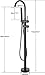 Freestanding Bathtub Faucet Matte Black Floor Mounted Tub Filler with Hand Shower 360 Degree Swivel Standing Spout Brass High Flow Mixer Taps