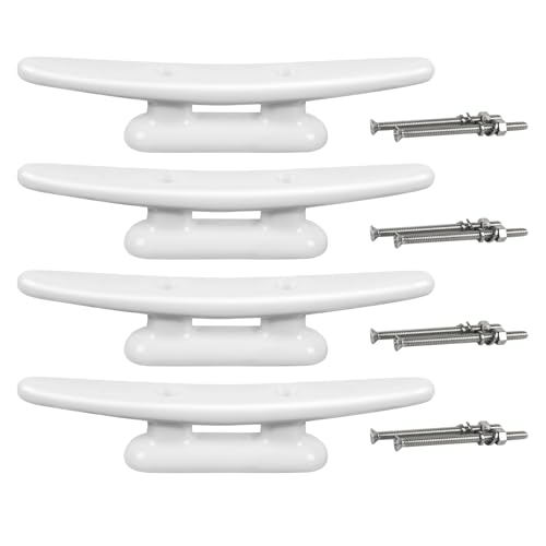 ORLANG White Nylon Boat Cleat 6 Inch, 4 Pack Dock Cleat with Hardware, Boat Dock Cleats Rope Cleat for Marine, Boats,Kayak,Canoe,Deck,Nautical Décor,Home Decor