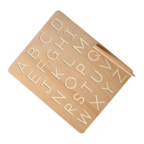 FUNNETOYU Schreibtafel aus Holz Buchstaben Nachzeichnen Lernspielzeug Alphabetspielzeug für Kleinkinder Motorikförderung und Kognitive Entwicklung