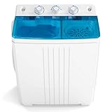 COSTWAY Portable Washing Machine, Twin Tub 20 Lbs Capacity, Laundry Washer 12 Lbs and Spinner 8 Lbs with Drain Pump, Timer Control, Perfect for Apartment Dorm RV, Blue