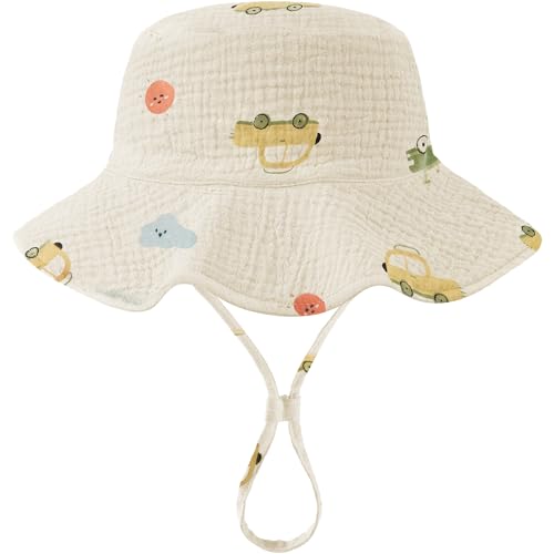 Image of Muslin Baby Sun Hat Sun Protection Baby Toddler Bucket Hats for Boys Girls