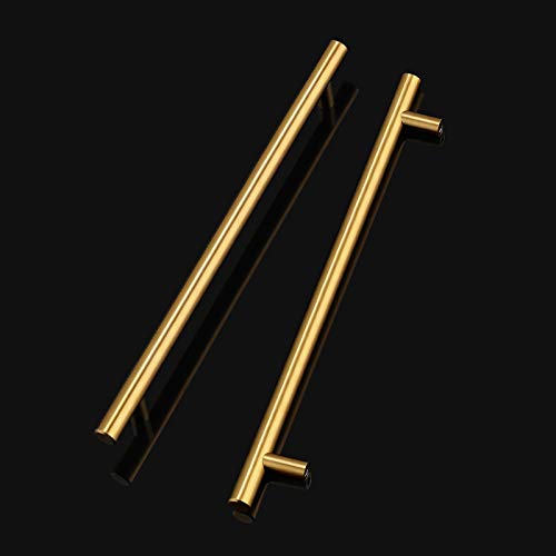 Gold Cabinet Handles 10" 256Mm Hole Centers Stainless Steel T Bar Pull Knob Furniture Kitchen Hardware Brass Finish Drawer Pulls Pack Of 6 #TOP2