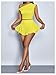 WDIRARA Women's One Shoulder Asymmetrical Tank Top and Layered Ruffle A Line Mini Skirt Sets 2 Piece Outfits Yellow Small
