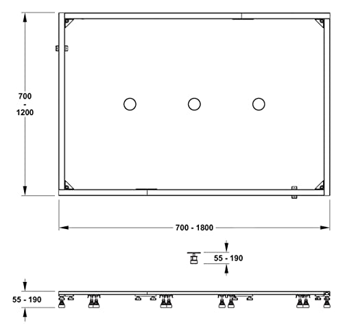 MEPA Montagerahmen SF Rechteck Mineralgussduschwannen 120/180 (für den Einbau von schweren extra-& superflachen rechteckigen Brausewannen) 150179, Mehrfarbig
