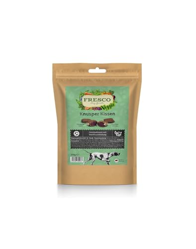 FRESCO Knusper Kissen | 100 g | Veganer Snack für Hunde | Gemüsekissen mit Waldfruchtfüllung | Für eine abwechslungsreichere Ernährung | Knusprige Hülle & fruchtige Füllung