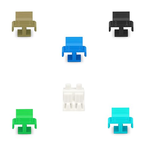 LC Duplex Clip and Dust Cap Kit | High-Precision Plastic clips for Duplexing Singlemode & Multimode Fiber Optic Cables | 125 clips 25 each Type and 25 duplex LC Dustcaps (All in one Kit)