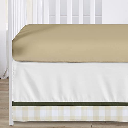 Image of Sweet Jojo Designs 4-Piece Baby Crib Bedding Set (Woodland Camo Deer) for Boys, Infants /Nursery incl. Blanket, Fitted Sheet, Skirt, Diaper Stacker (Forest Green, Camouflage, Rustic, Stag, Beige Plaid)