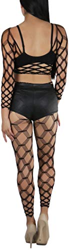 Image of ToBeInStyle Women's Spandex Multi Net Fishnet Set Rave Novelty Party Crop Top & Tights