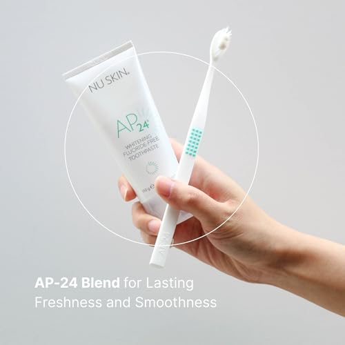Nu Skin AP 24 Whitening Fluoride - Free Toothpaste | AP 24 Blend | Vanilla Mint Flavor | Brightens Teeth | Removes Surface Stains | Prevents Dental Cavities & Plaque | Enamel-Safe | 4 oz | 3 Pack