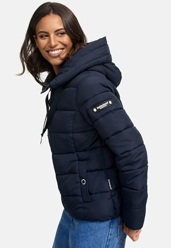 Navahoo Damen Winterjacke warme Steppjacke mit hohem Kragen und verstellbarer Kapuze Amayaa Navy Gr. M