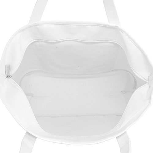 Dalix 23" Premium 24 Oz. Cotton Canvas Shopping Tote Bag In White #TOP5